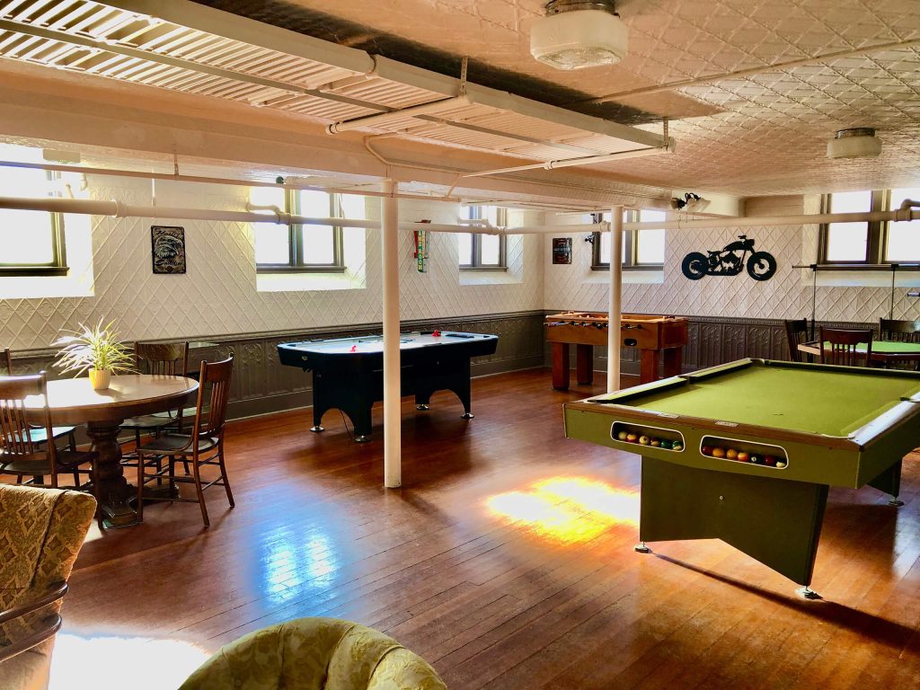 room with game tables