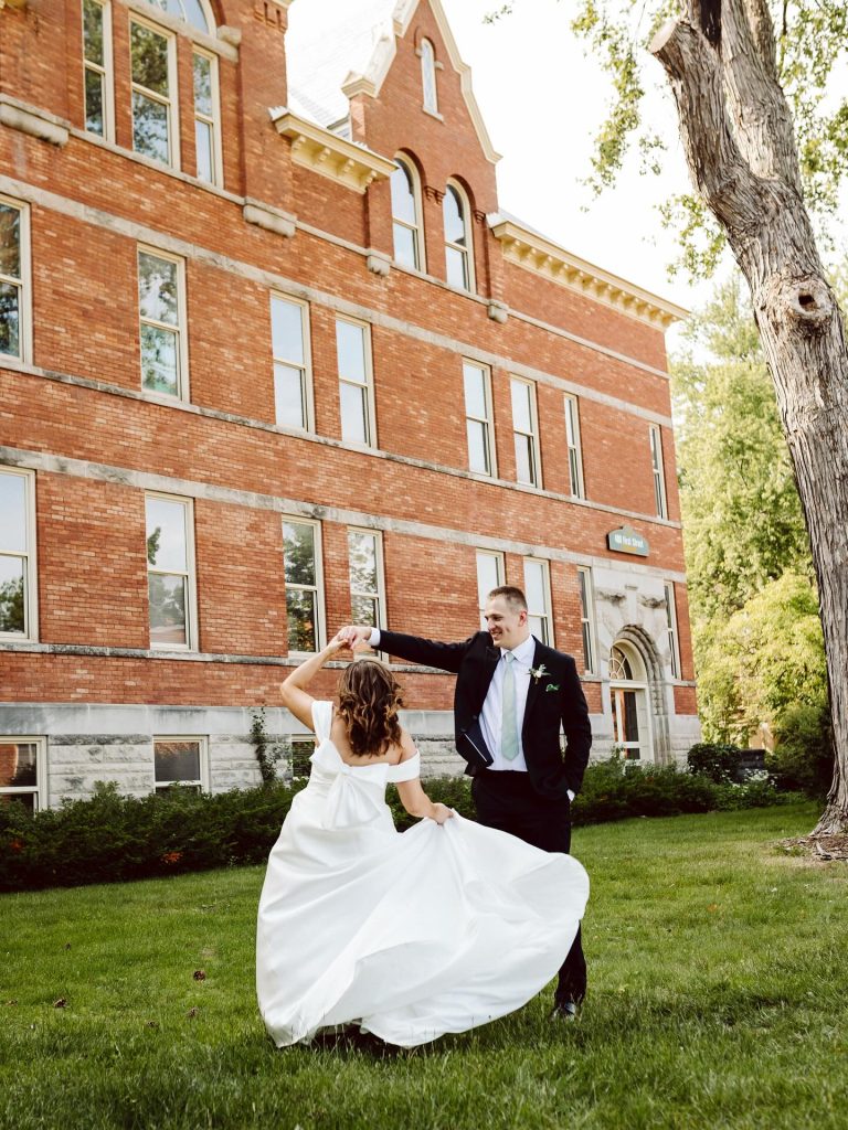 wedding couple at St. Norbert's College